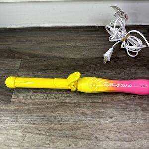 Beachwaver S1 Ceramic Rotating Curling Iron 1" Malibu Sunrise Pink Yellow Tested